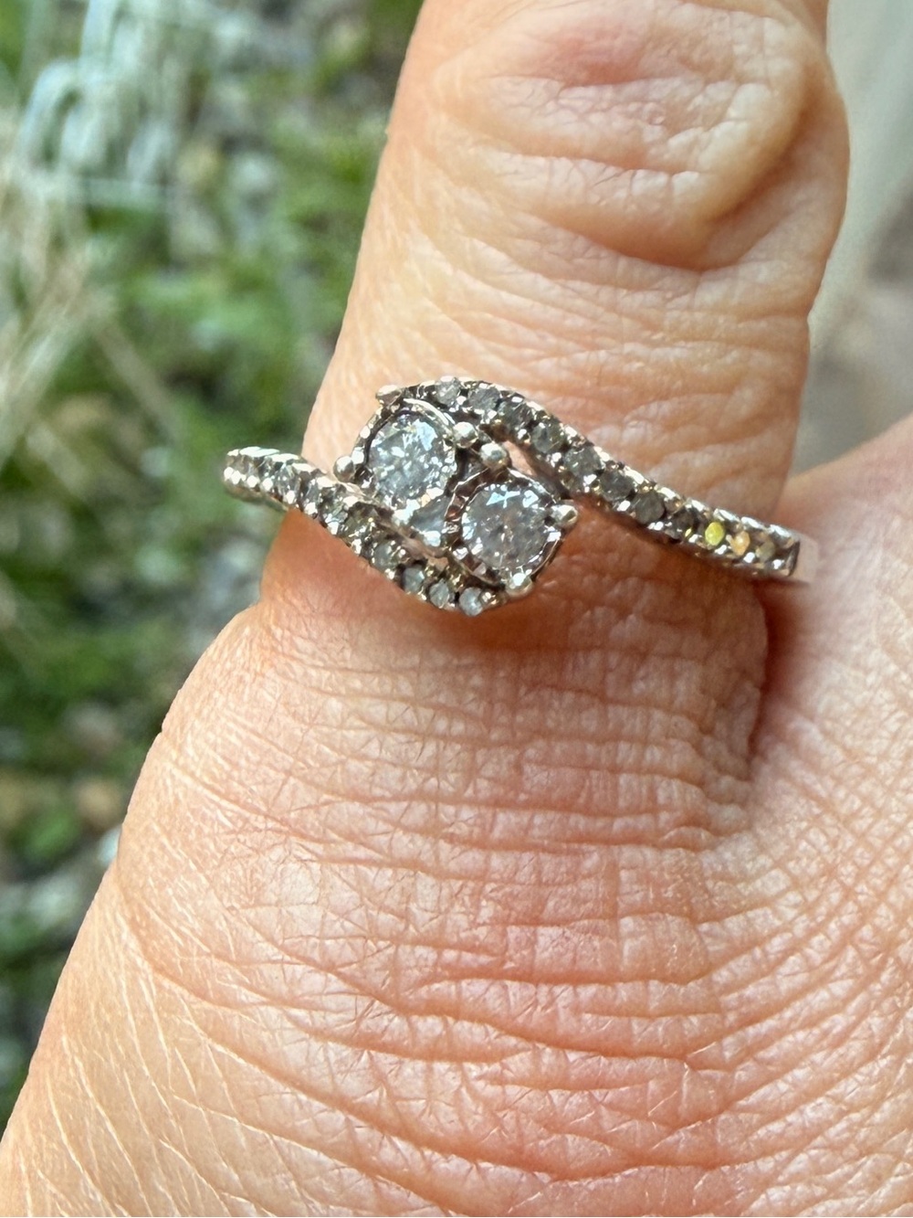 💍Authentic Vintage Lorenzo Natural Diamond Bypass Ring Sz6 💎